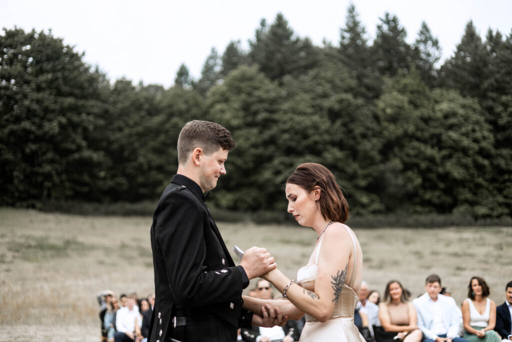 Bride cries as she reads her vows during this Church and State Winery wedding