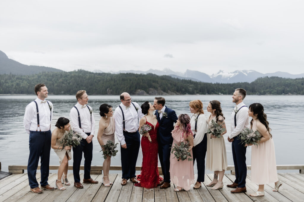 Bridal party photos at this Gibsons Island summer camp wedding at Camp Elphinstone