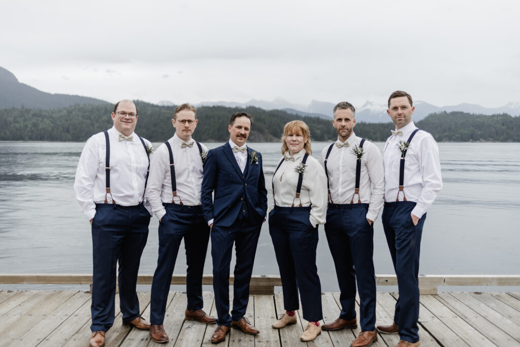 Bridal party photos at this Gibsons Island summer camp wedding at Camp Elphinstone