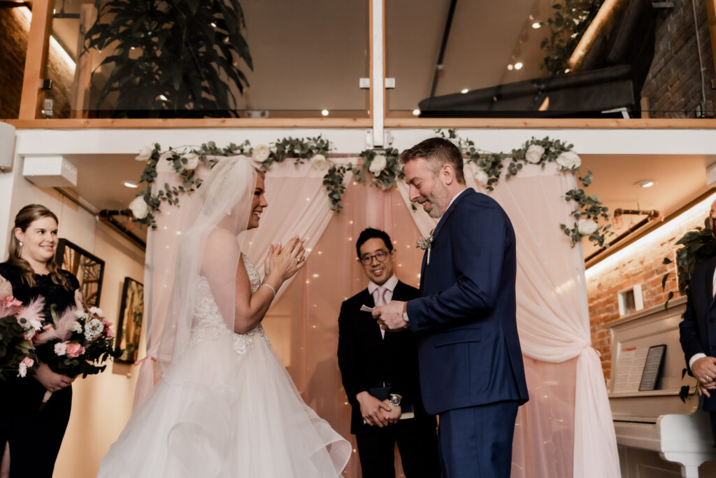 groom reads his vows at this downtown Victoria wedding