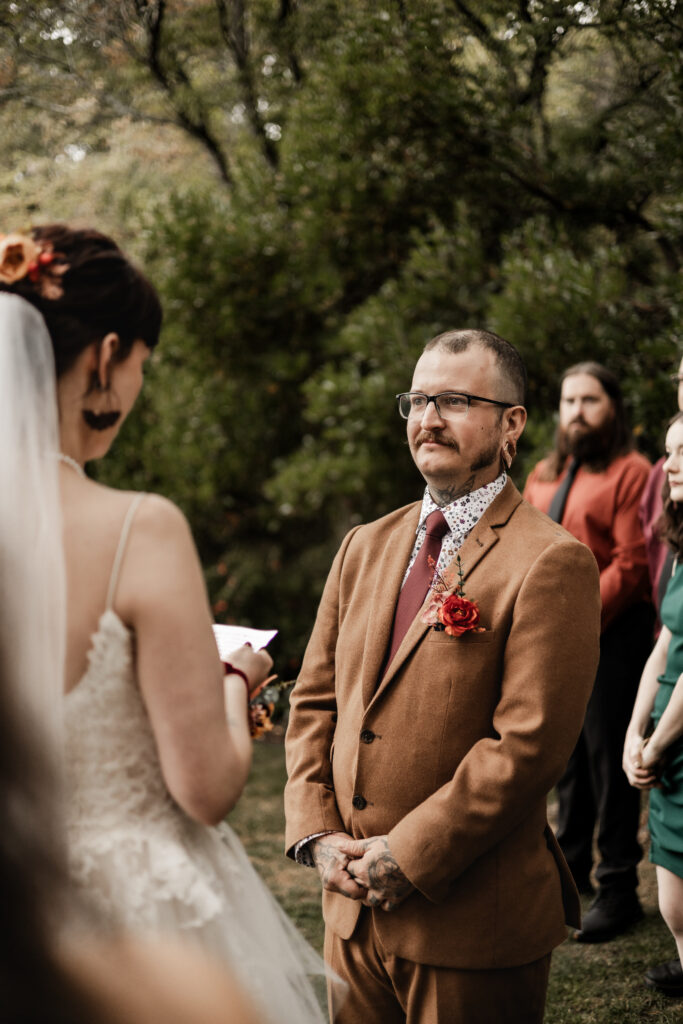 bride reads her vows at this punk wedding in Victoria, BC