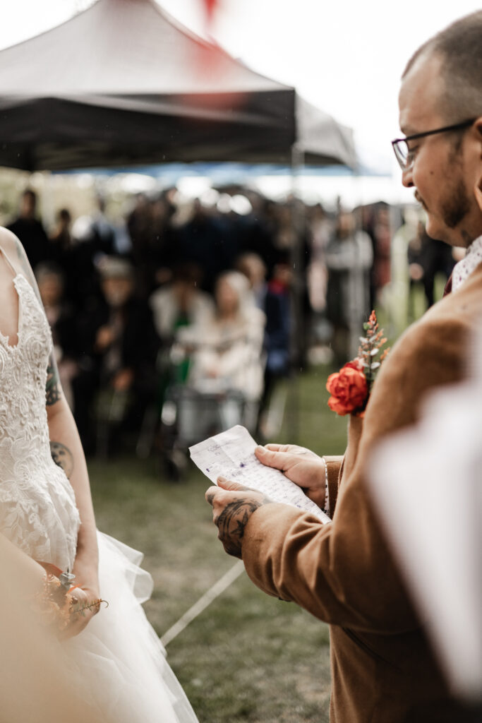 groom reads vows at this punk wedding in Victoria, BC