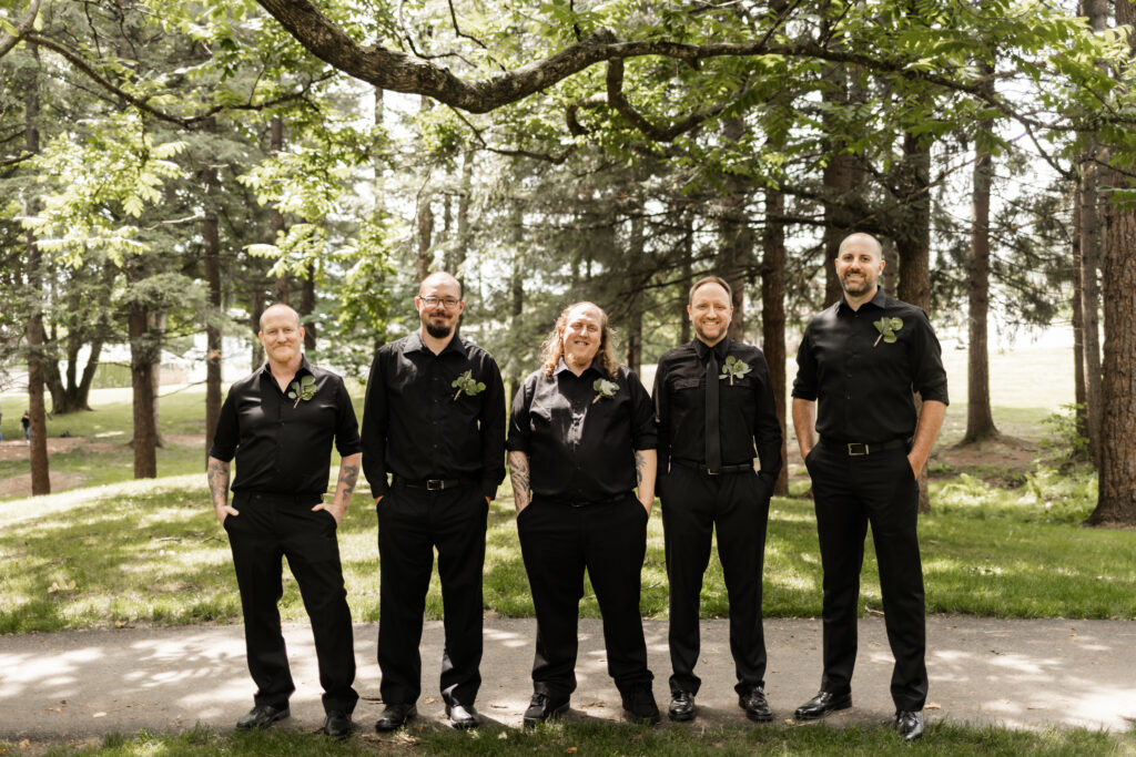 Groomsmen at this backyard wedding in Mission