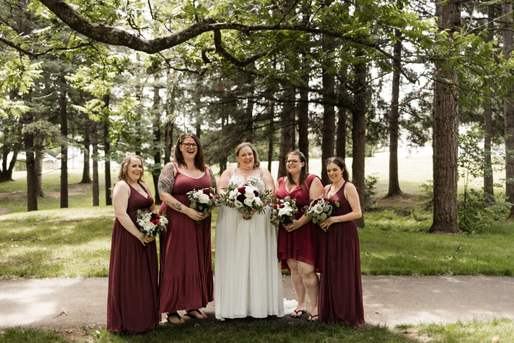 Bridesmaids at this backyard wedding in Mission