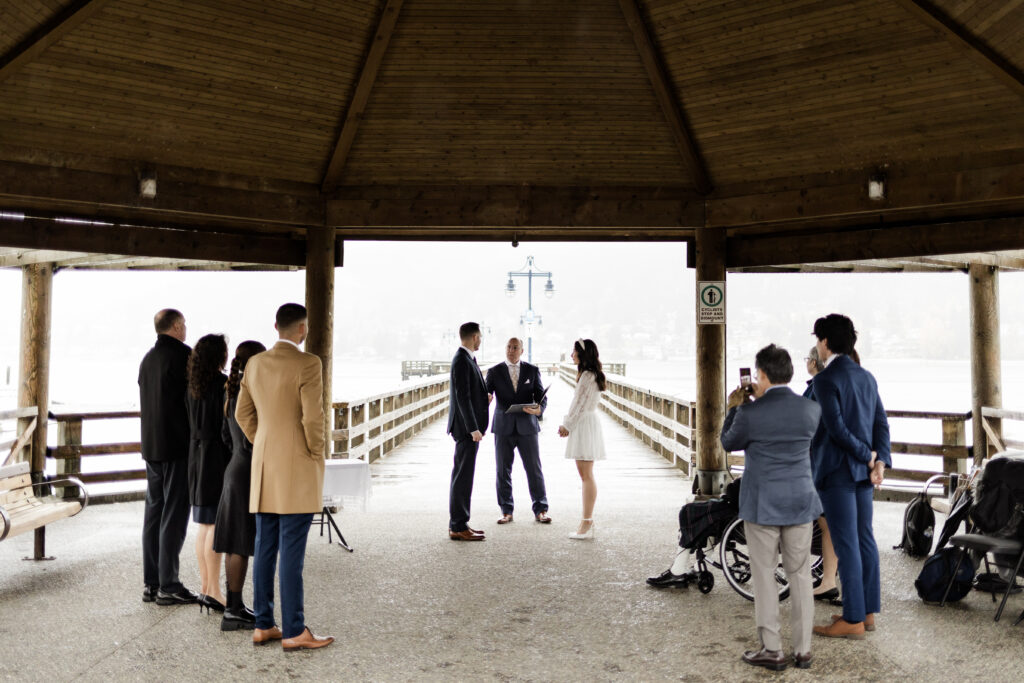 Bride and groom stand at the altar on day of their 2 day downtown Vancouver wedding