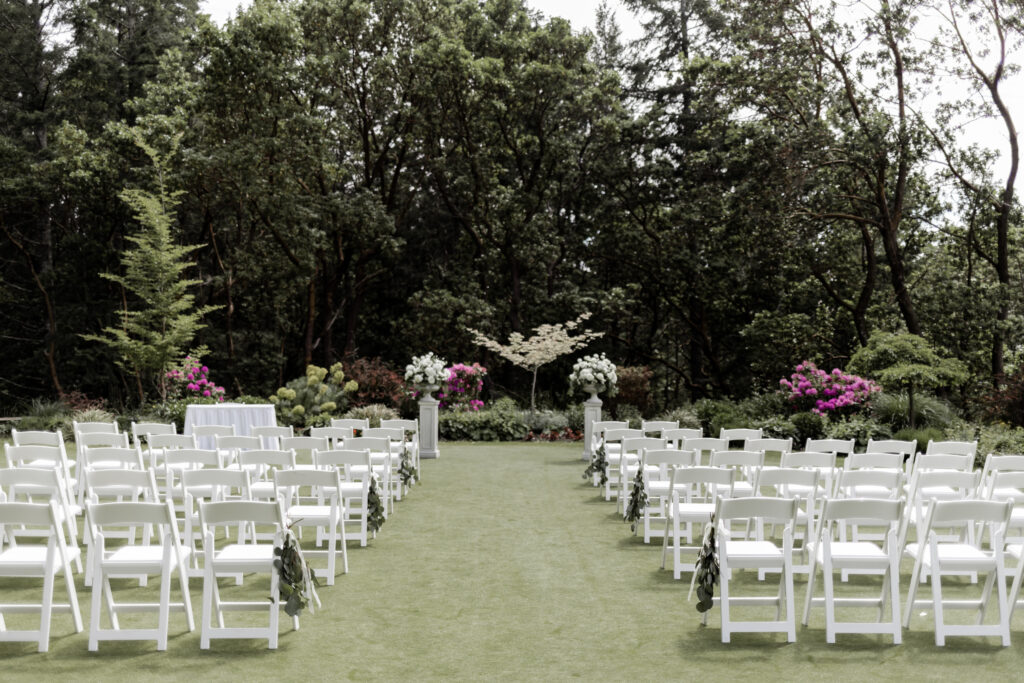 ceremony space at this Olympic View Golf Club wedding