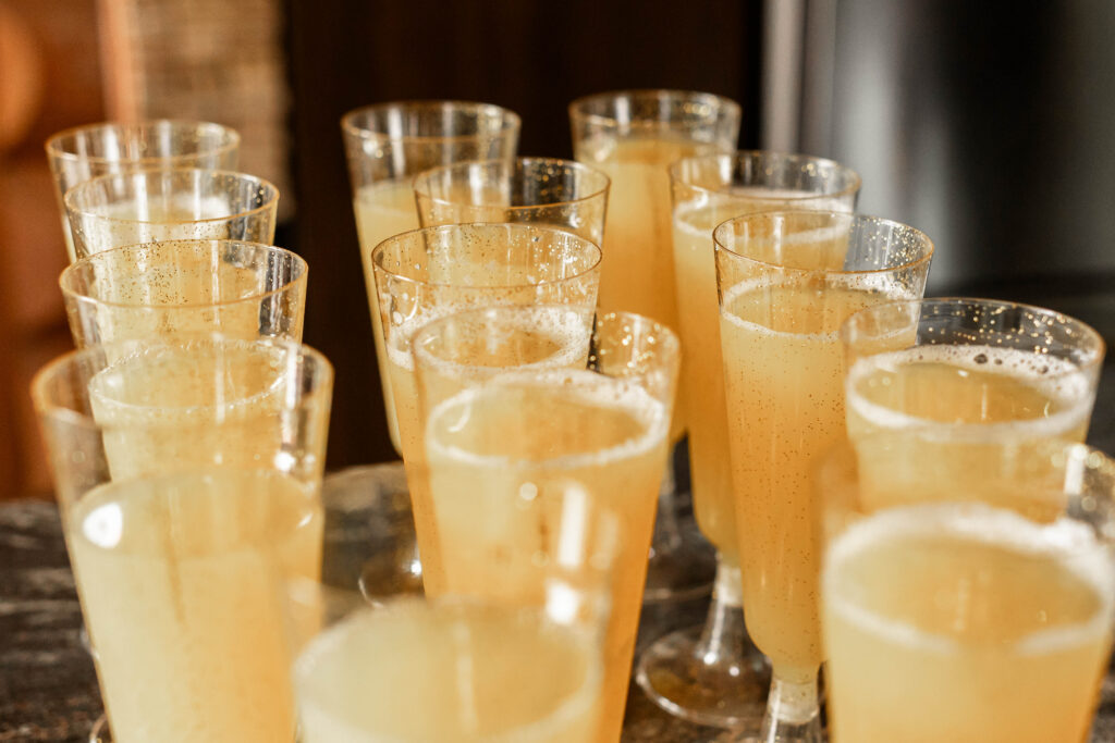 Morning mimosas at this Mabel Lake elopement