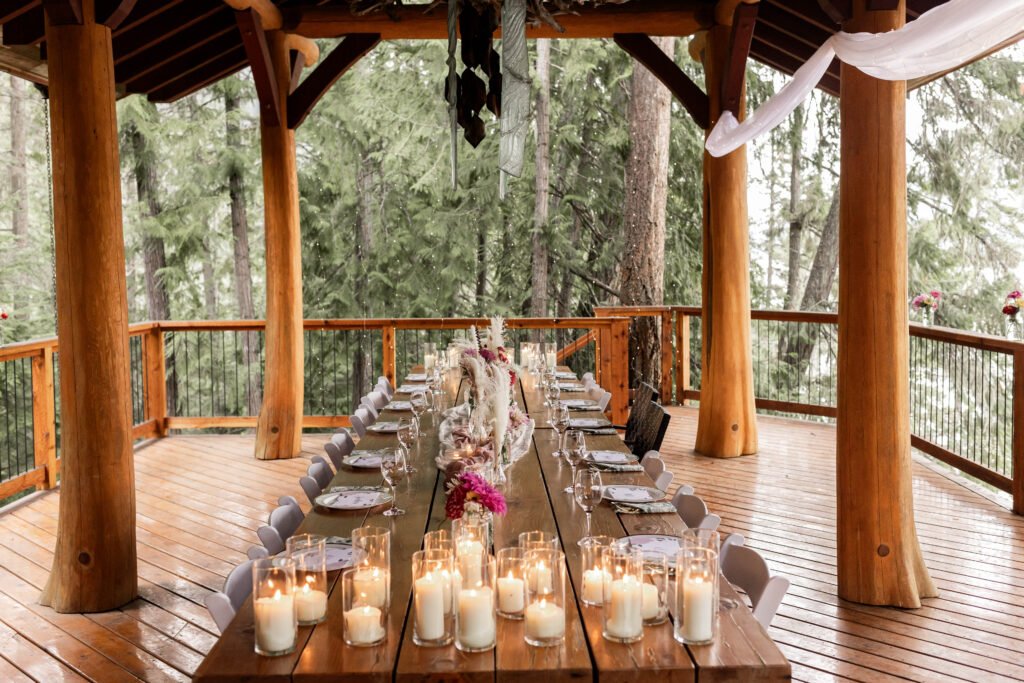 Stunning DIY table set up at this Mabel Lake elopement