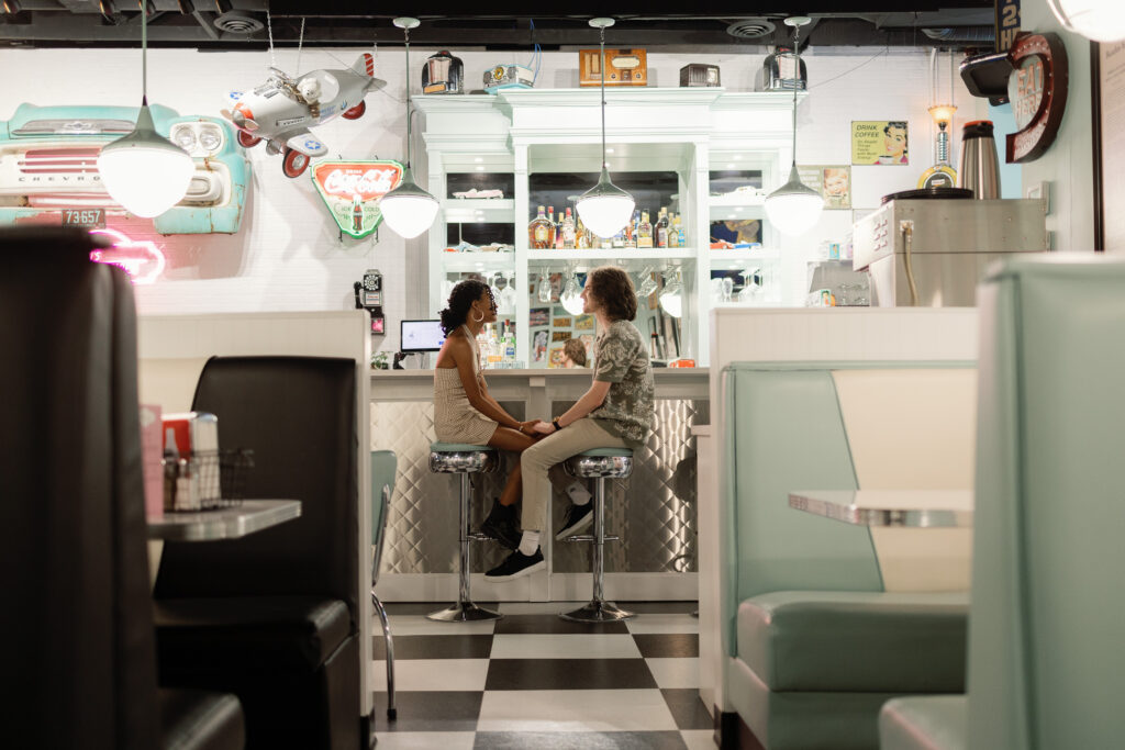 Retro Diner Couples Photoshoot at Johnny's Jukebox Diner in Chilliwack, BC 