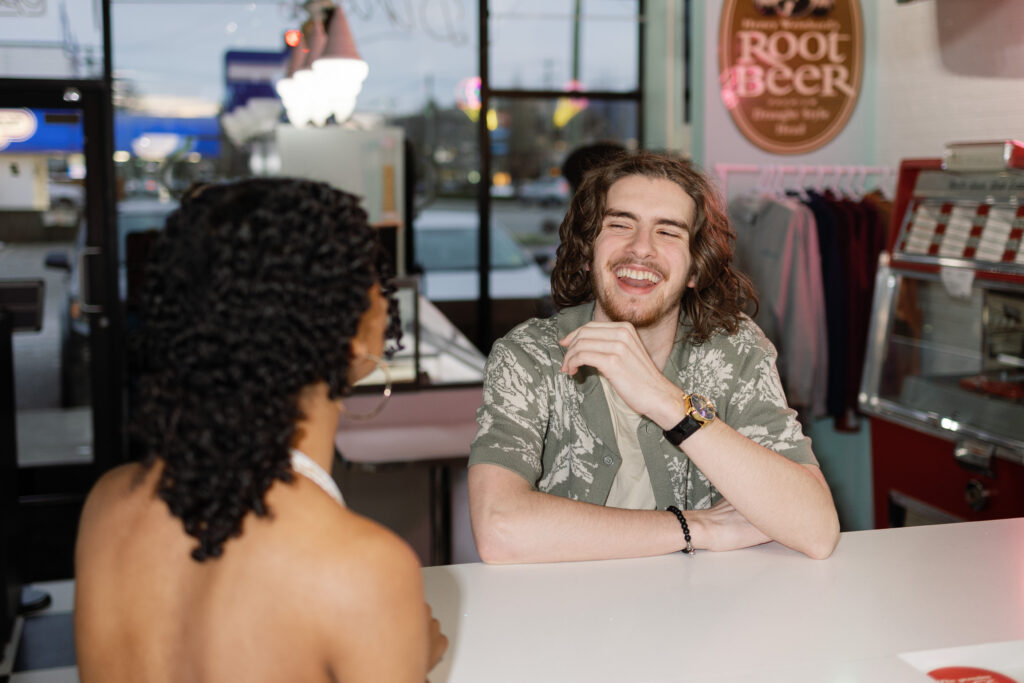 Retro Diner Couples Photoshoot at Johnny's Jukebox Diner in Chilliwack, BC 