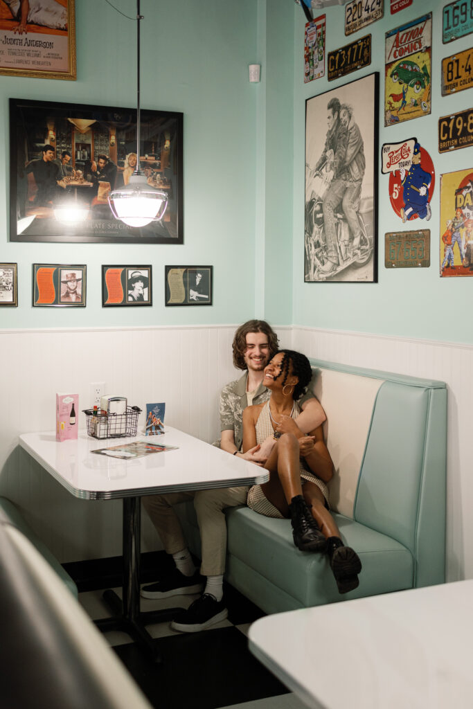 Retro Diner Couples Photoshoot at Johnny's Jukebox Diner in Chilliwack, BC 