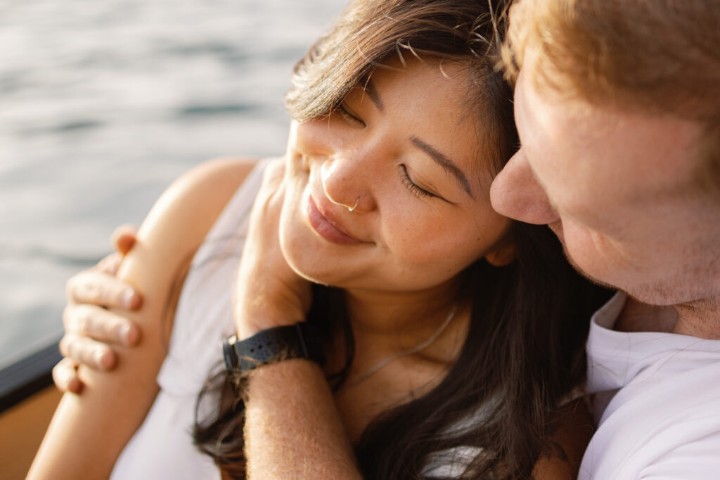 Golden hour couples canoe photoshoot at Porteau Cove, near Squamish BC