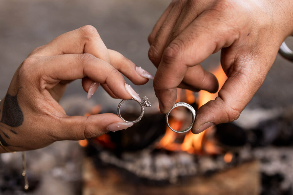 Campfire couples engagement shoot down Chilliwack Lake Road in Chilliwack, BC