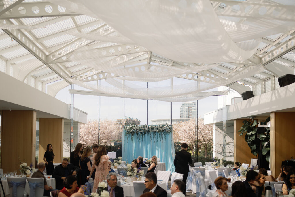 Reception space at Laurel Point Inn wedding in Victoria
