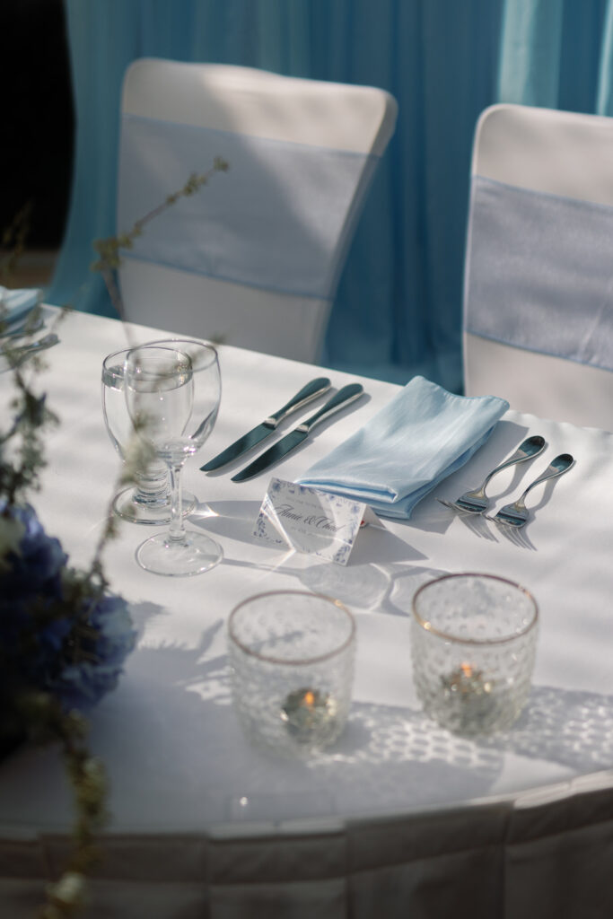 Reception details styled for a Laurel Point Inn wedding in Victoria