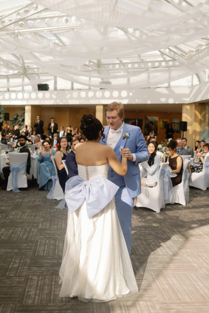 First dance during an elegant Laurel Point Inn wedding reception
